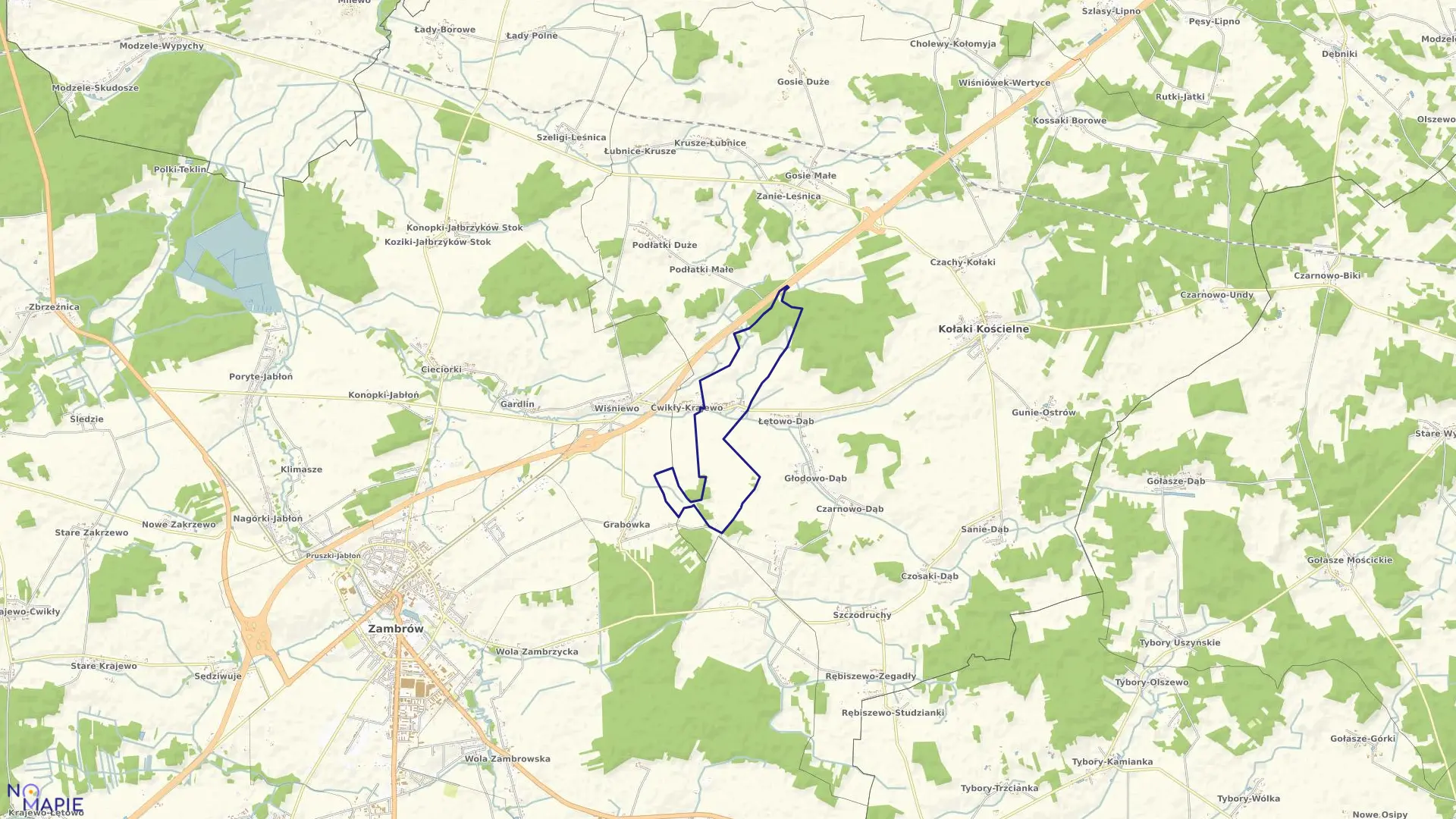 Mapa obrębu ĆWIKŁY RUPIE w gminie Kołaki Kościelne