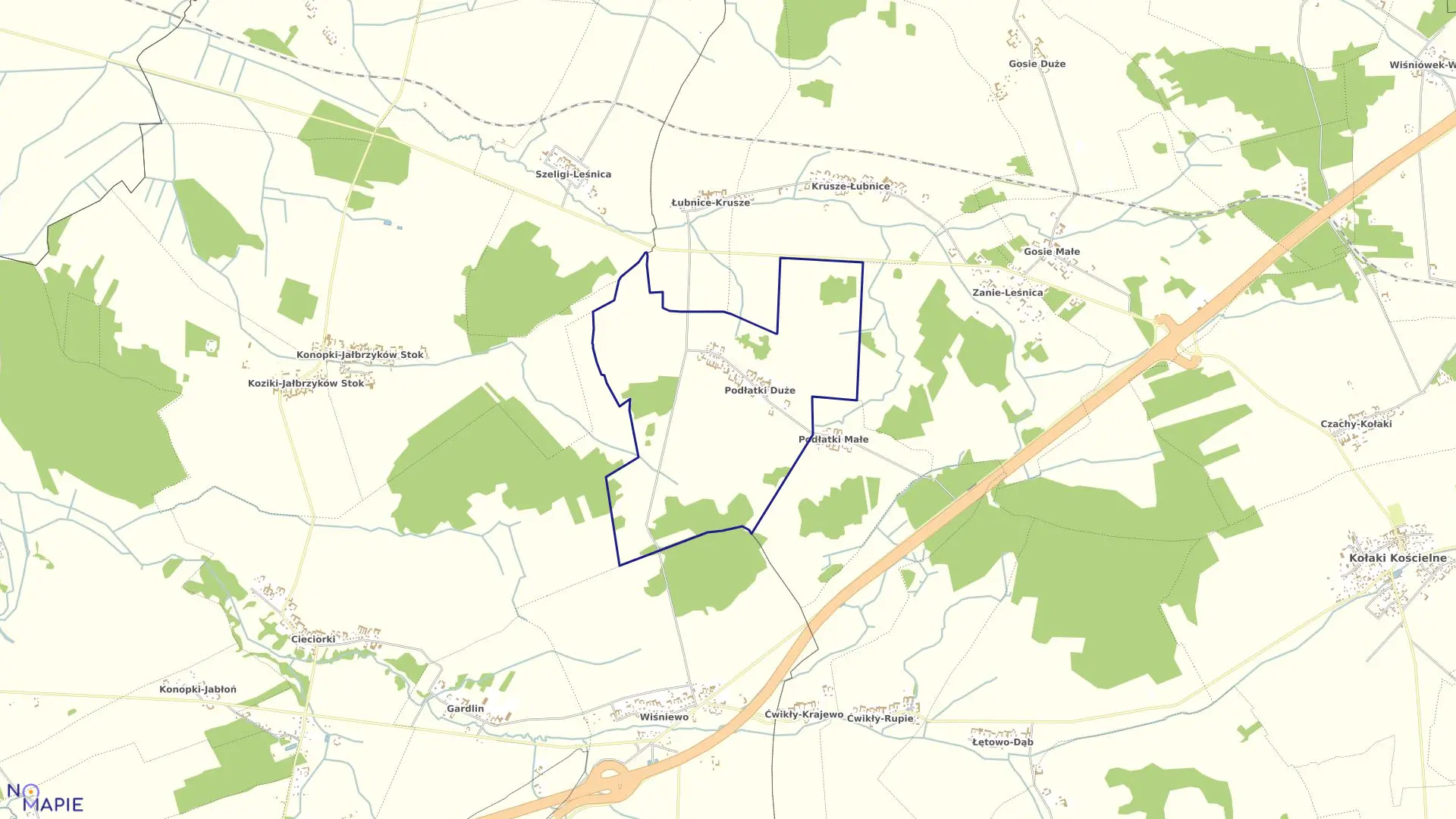 Mapa obrębu PODŁATKI DUŻE w gminie Kołaki Kościelne