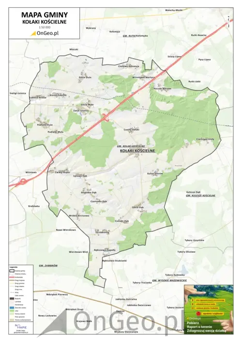 Mapa gminy Kołaki Kościelne